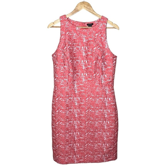Ann Taylor Coral Textured Lace Embroidered Dress Sz 14 - Picture 2 of 14